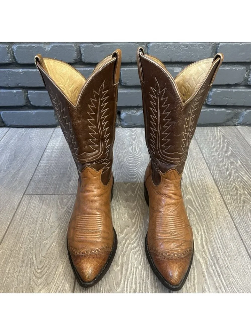 Tony Lama Vintage Gold Label Wingtip Western Cowboy Boots Mens 13 D